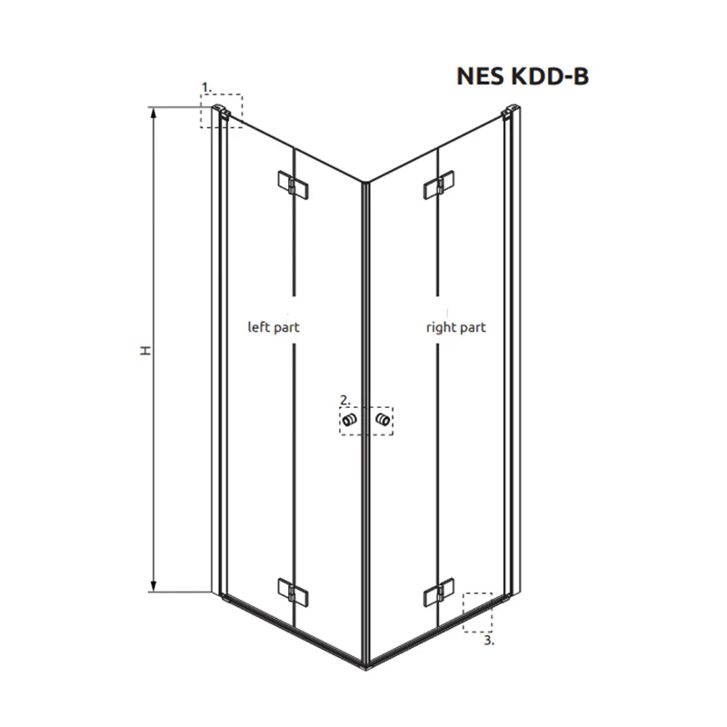 NES KDD B Bi-fold Shower Enclosure- Chrome - Image 6