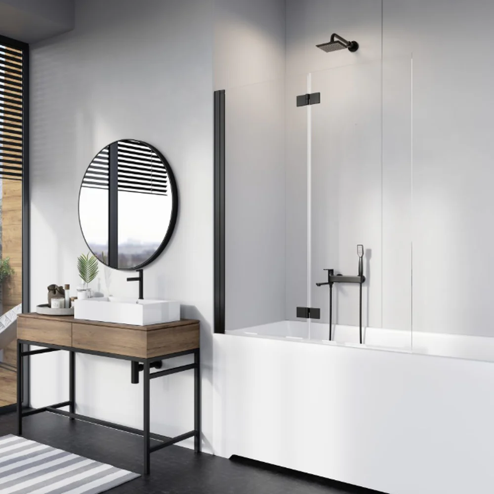 Radaway NES PND I Pivot Shower Door – Matte Black, 6mm Glass