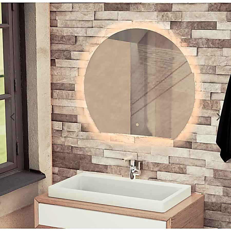 Olive Semi-Circle LED Touch Bathroom Mirror with Demister