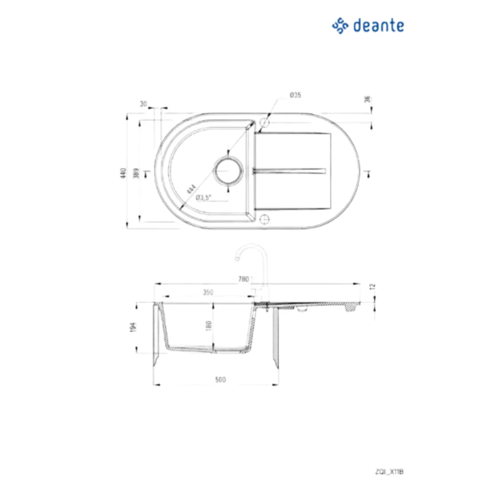 Deante Piva Granite Kitchen Sink – Reversible 1 Bowl - Image 7