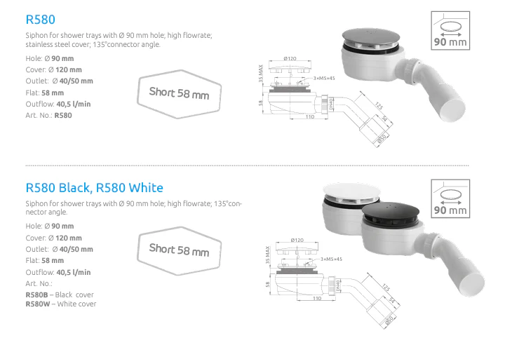R580 White Shower Waste - Image 3
