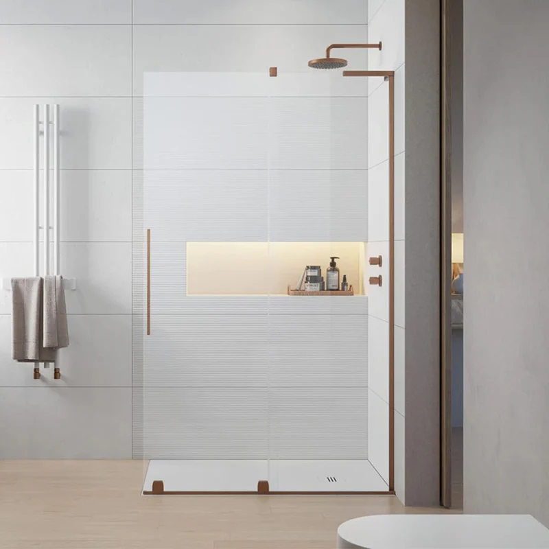 Radaway Furo Sliding Walk-In Shower Screen - Brushed Copper - Image 2
