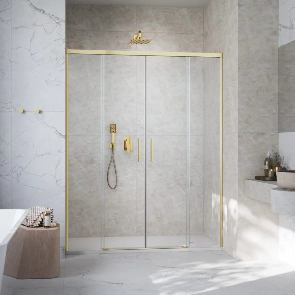 Radaway Idea DWD Swing Shower Door – Brushed Gold, 6mm Glass