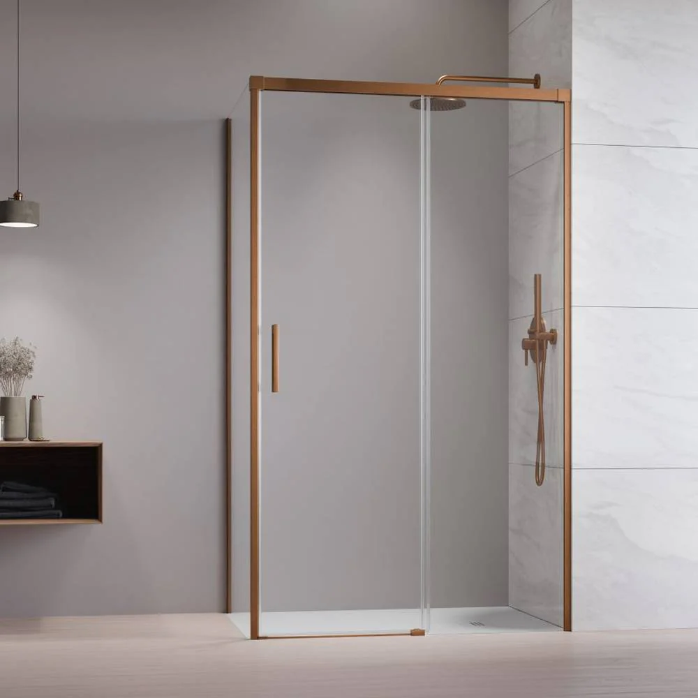 Radaway Idea KDJ Shower Enclosure – Brushed Copper, 6mm Glass