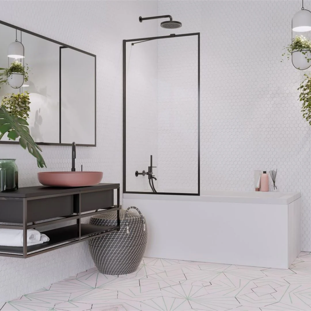 Radaway Idea PNJ II Bath Screen - Black Frame - Image 2