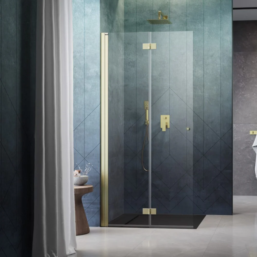 Radaway Nes Brushed Gold Walk-In Shower Enclosure KDD B
