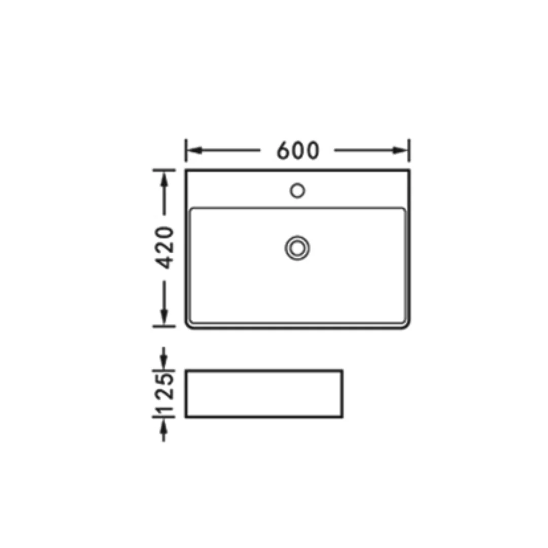Ruby Lux Rectangle Countertop Washbasin - White - Image 3