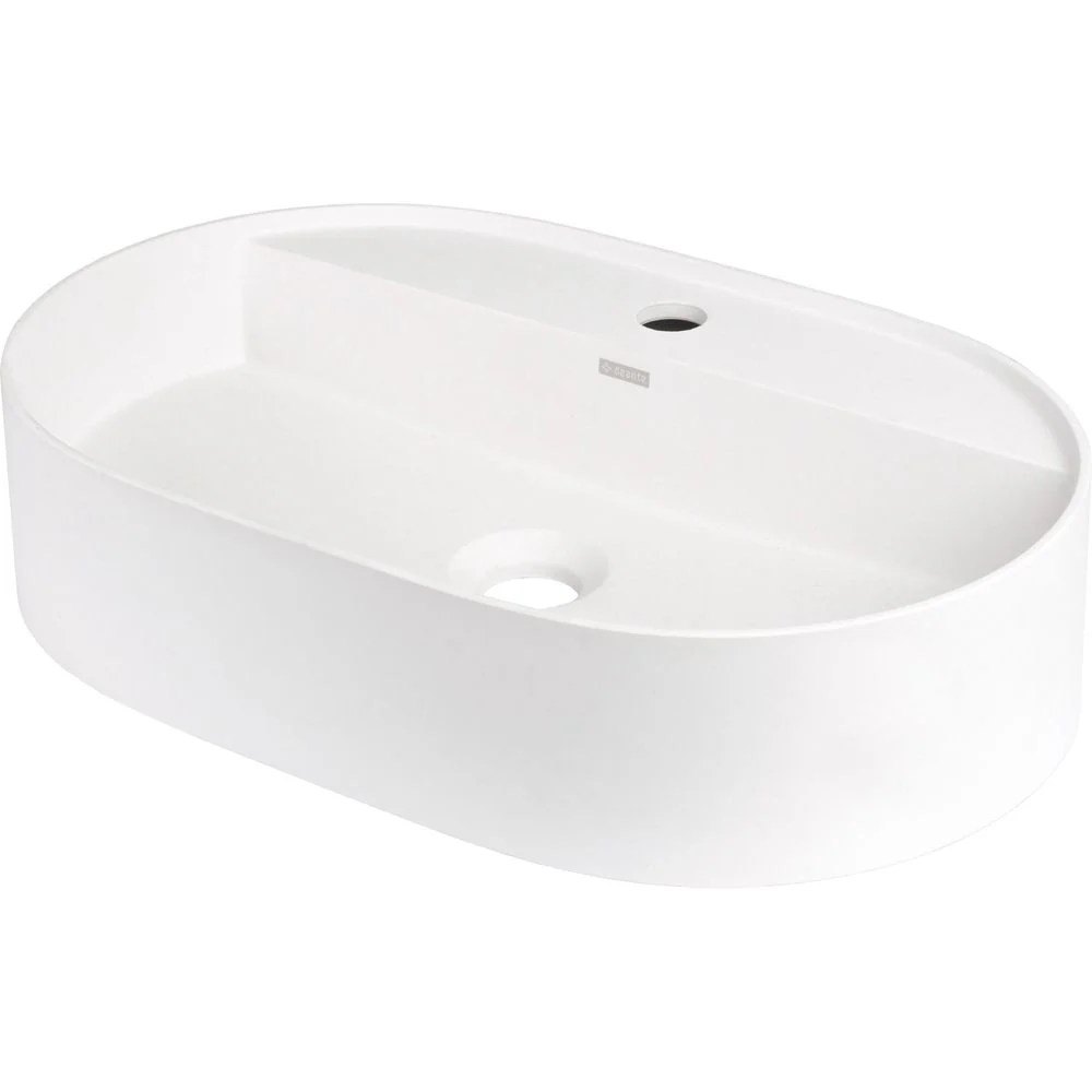 Silia Granite washbasin, countertop, with tap shelf - oval - 550x350mm - Image 3