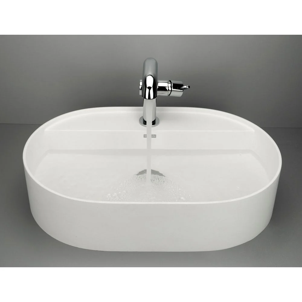 Silia Granite washbasin, countertop, with tap shelf - oval - 550x350mm - Image 5