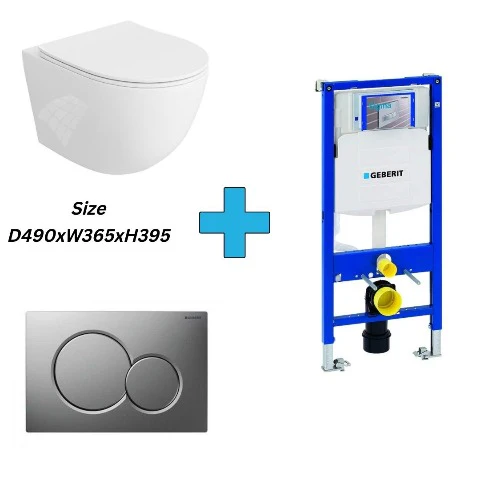 Cassiopeia Wall Hung Toilet with Geberit Sigma 112cm Installation Frame and Concealed Cistern - Image 2