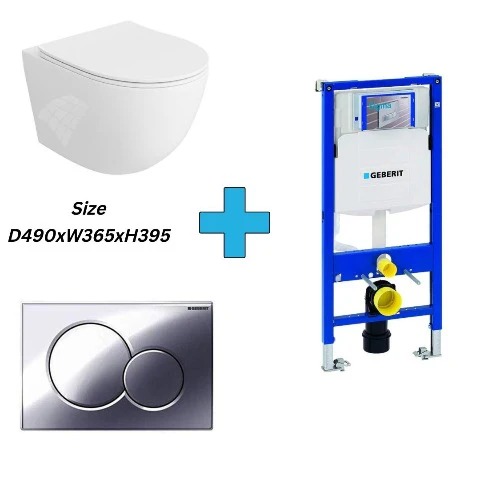 Cassiopeia Wall Hung Toilet with Geberit Sigma 112cm Installation Frame and Concealed Cistern - Image 3