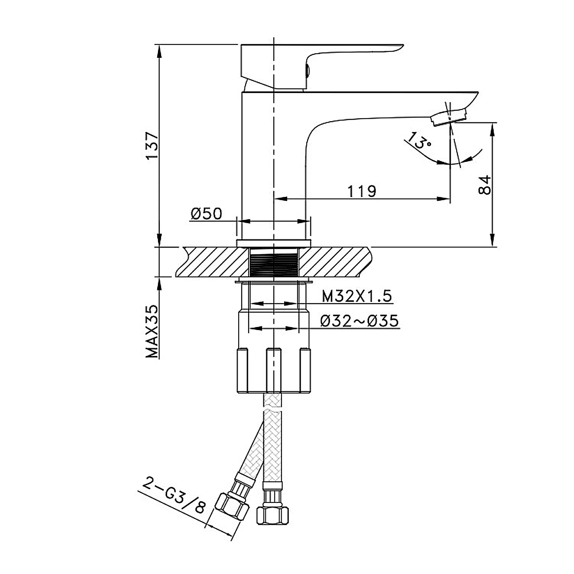 Spark Basin Mixer Tap 35 mm - Image 6