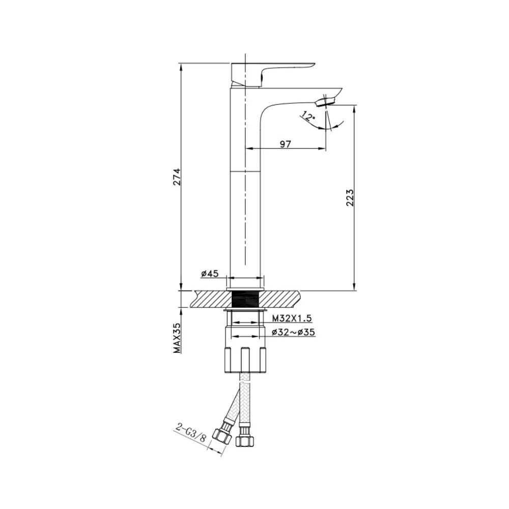 Spark High Basin Mixer Tap - Image 6