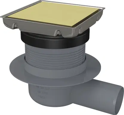Square Point Shower Drain Brushed Gold