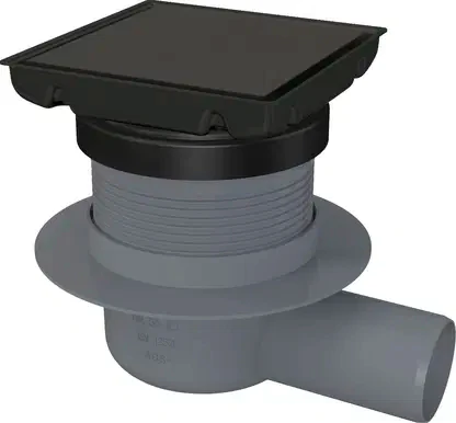 Square Point Shower Drain Matt Black