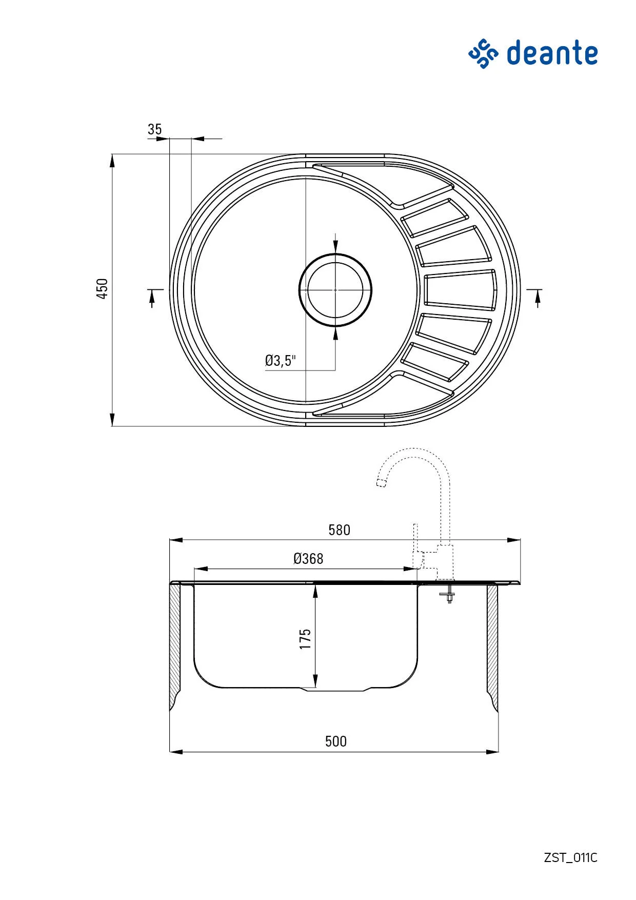 Stock Steel sink 1-bowl with drainer - Image 2