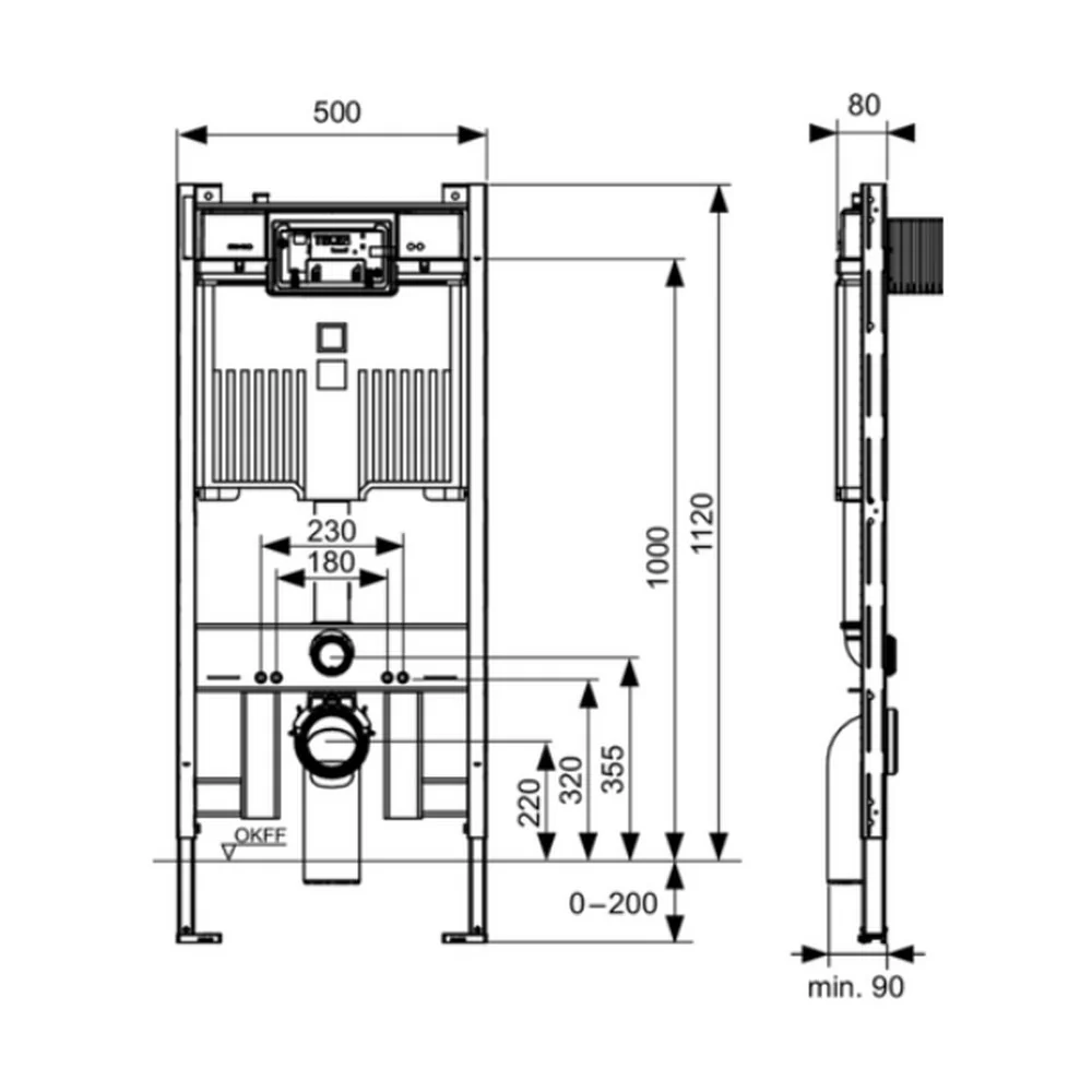 Tece TECEprofil - concealed frame, (slim) installation height 1120 mm - Image 2