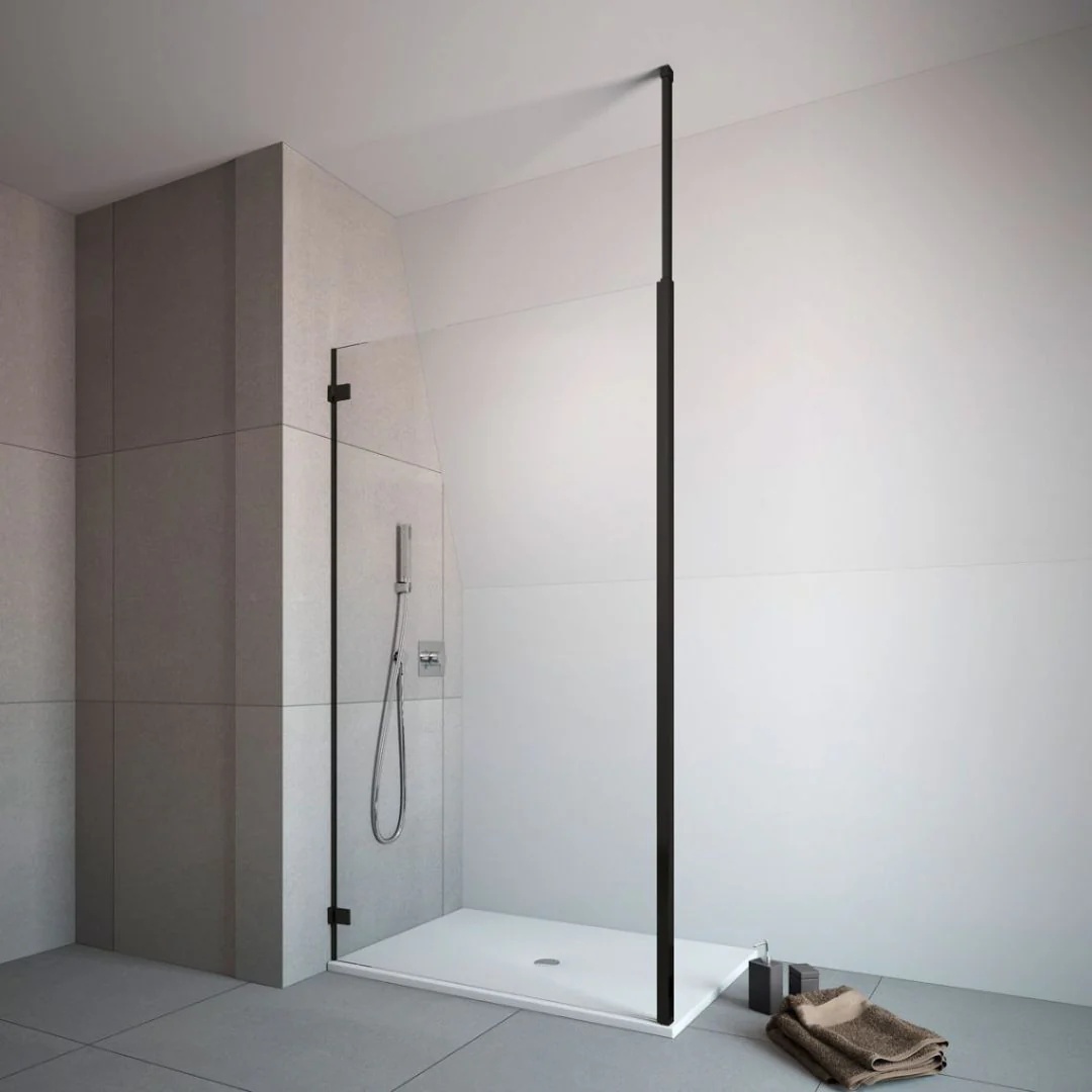 Telescopic Support Bar for 6mm Glass - Black