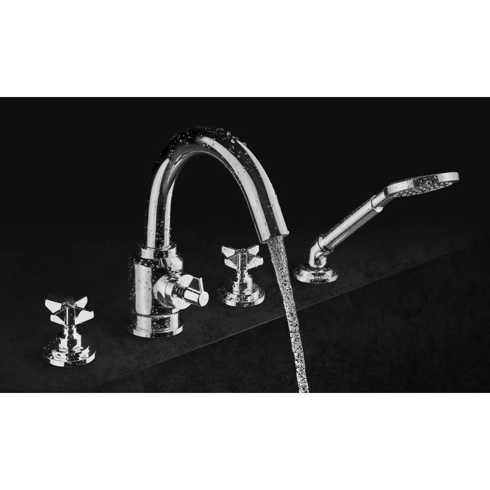 Temisto Bath mixer, 4-hole, with shower set
