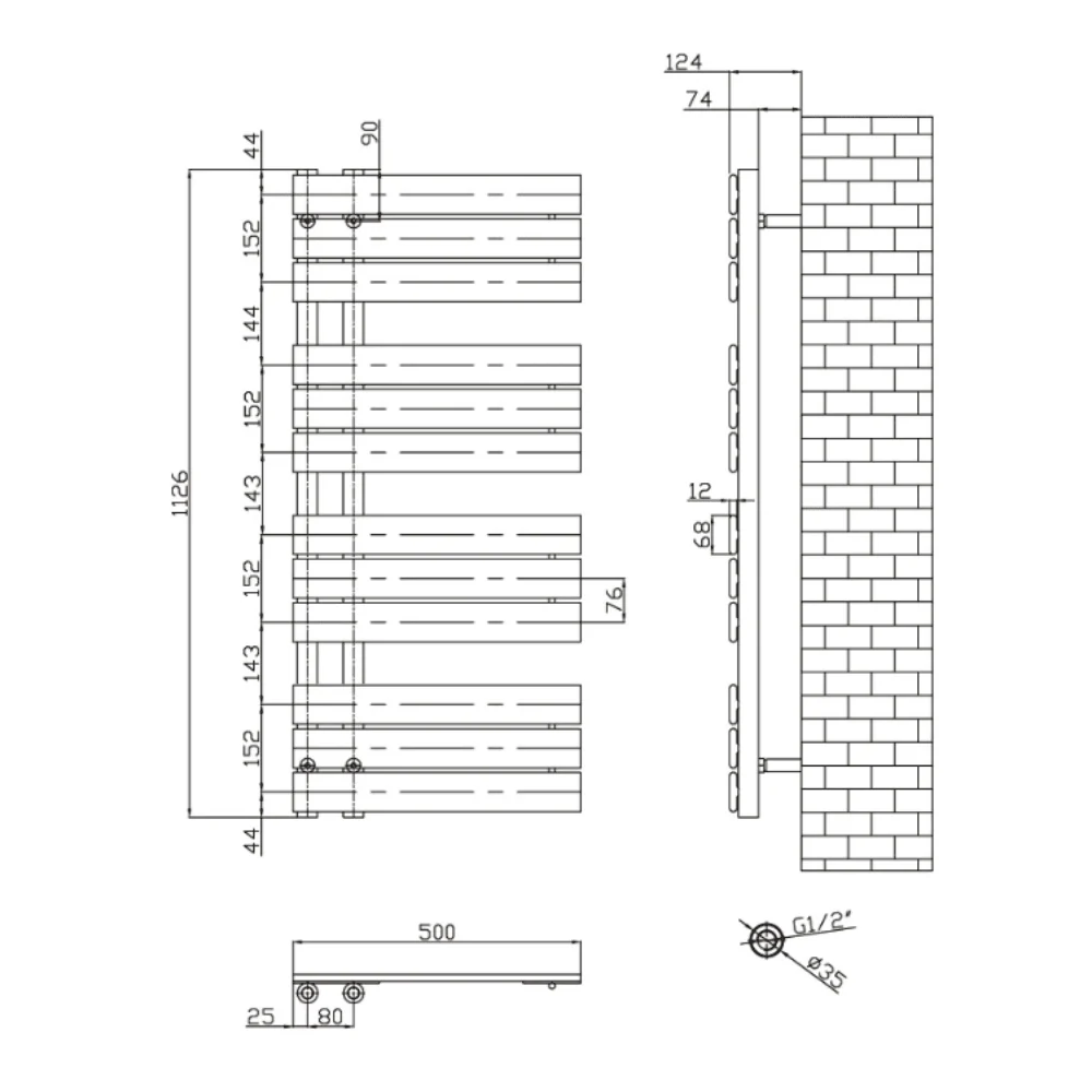 Wellington Premium Towel Radiator - Grey & Black - Image 4
