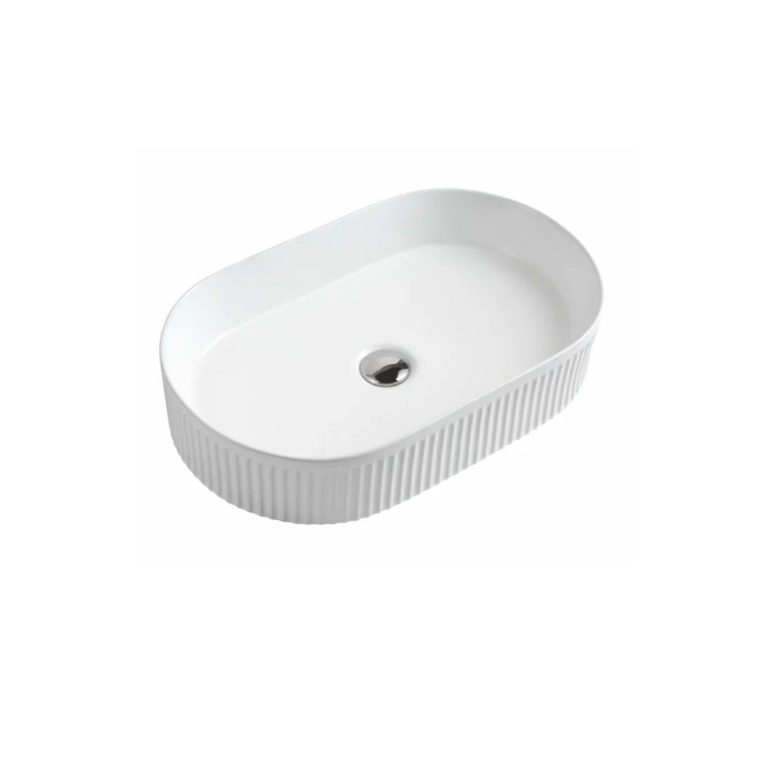 Sun Stone Relief Countertop Washbasin - White - Image 2