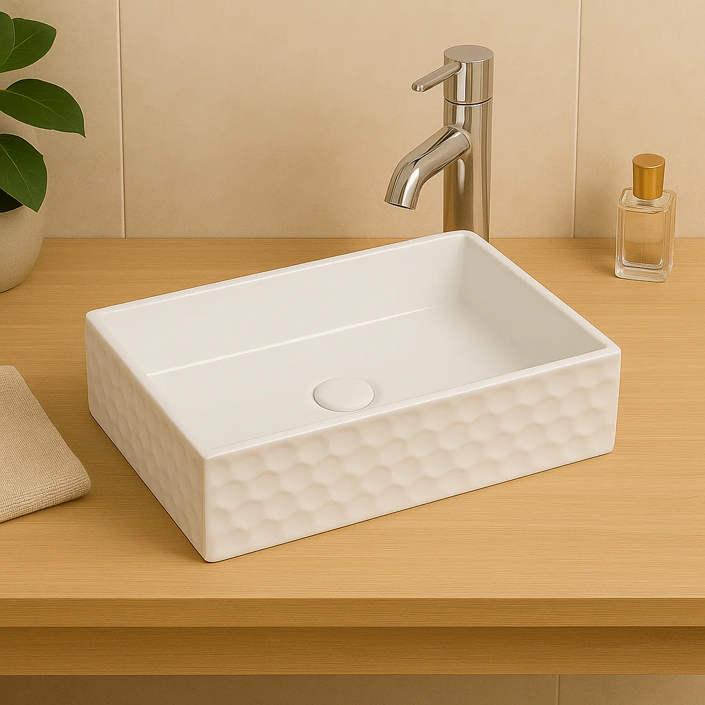 Diamond Countertop Basin - White