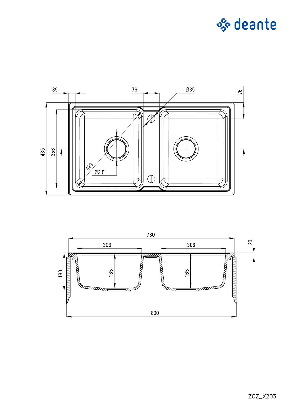 Zorba Granite sink 2-bowl - Image 2